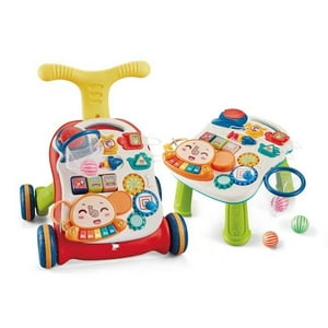 Babykids Divana - Andador Caminador Correpasillos 2 En 1 Convertible En Centro De Actividades Mesa Musical Bebe Rojo Con Amarillo