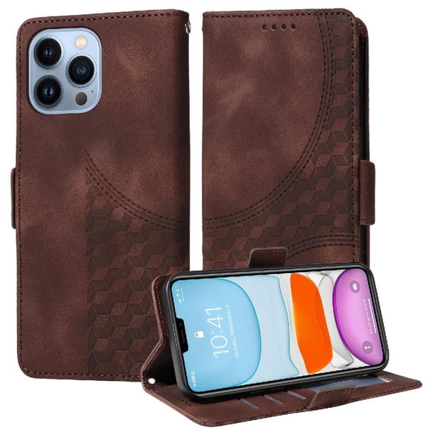 Carcasa FOXDOCK iPhone 13 Pro de cuero PU, diseño acolchado clásico, protección contra caídas y rayones