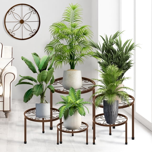 Soportes para Plantas CADANI Pack de 5 Metálicos Negro Hierro, 61 kg
