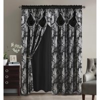 Cortina Glory Rugs Jacquard Negra, 140 X 213 Cm, 2 Paneles