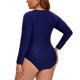 thumbnail image 4 of Agnes Orinda Traje de baño de surf para mujer talla grande escuela universidad 1 pieza traje de baño de manga larga con cremallera frontal traje de baño de surf 3X azul marino blanco, 4 of 7