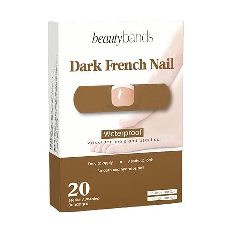 Cubiertas para uñas del pie BeautyBands impermeables estilo French oscuro