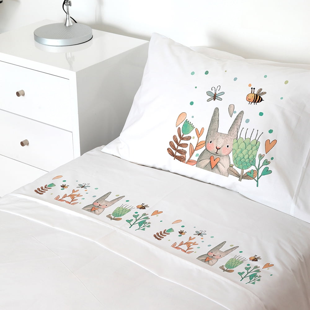 Tuyo Print - Juego De Sábanas 1,5 Pl Conejito