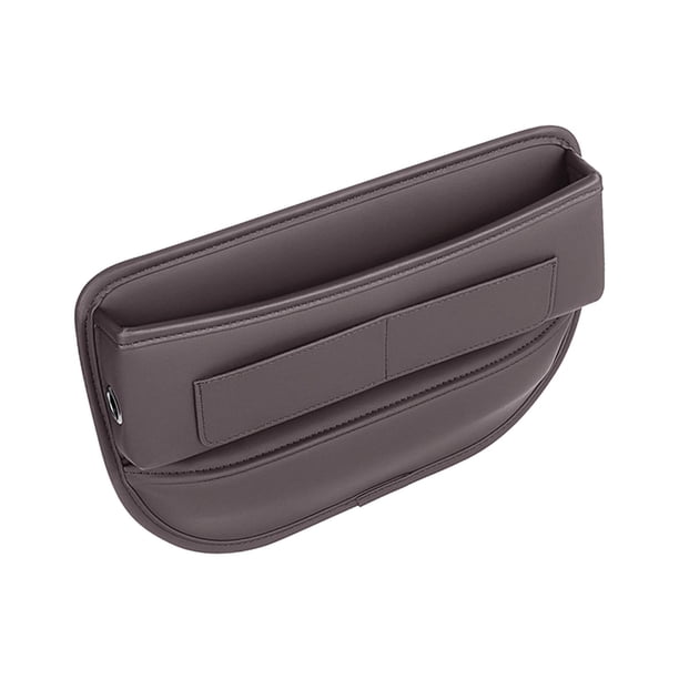 Organizador para espacio de asiento de coche, soporte para teléfono de almacenamiento, ranura de cuero PU, relleno de espacio, organizador de consola Marron oscuro