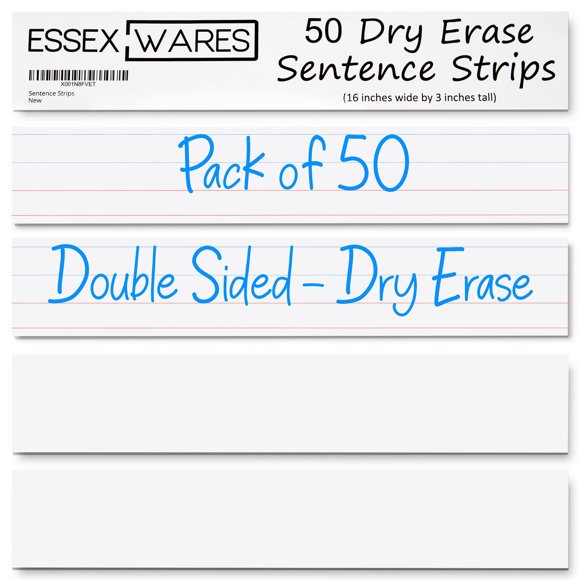Tiras de frases Essex Wares paquete de 50 41 cm x 8 cm blanco
