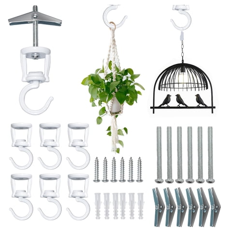 Ganchos De Techo Onikk Para Colgar Plantas, 6 Unidades, Blancos, 15 Kg