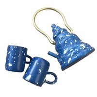 Magideal - Juego De Tazas De Té Para Casa De Muñecas Miniatura Set De Tetera Accesorios Metálicos Decoración Para Cocina Y Sala Adecuado Para Regalar Decorar El