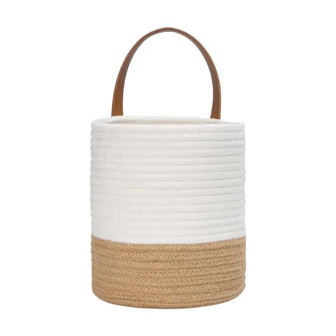 Bothyi - Cesta Tejida Para Colgar En La Pared, Cesta Para Aperitivos, Para Apartamento, Sala De Estar, Oficina, Color Lino Blanco