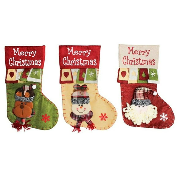 Pack 3 botas navideñas fondo multicolor