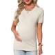 thumbnail image 1 of INSPIRE CHIC Top de Maternidad para Mujeres Suéter de Punto Elástico de Manga Corta a Rayas de Verano Embarazo Cuello Redondo Blusa 2XL Blanco, 1 of 6