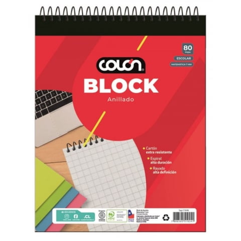 Colon - Block Anillado Escolar Con Espiral 7 Mm 80 Hojas