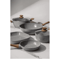 Genérico - Batería De Cocina De 5 Piezas, Antiadherente, Cerámica Marmolada