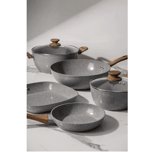 Genérico - Batería De Cocina De 5 Piezas, Antiadherente, Cerámica Marmolada