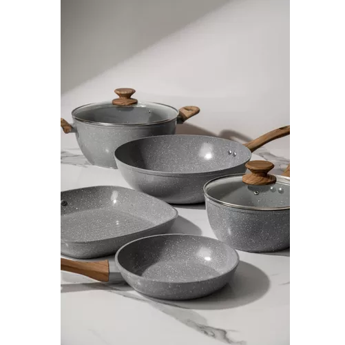 Genérico - Batería De Cocina De 5 Piezas, Antiadherente, Cerámica Marmolada