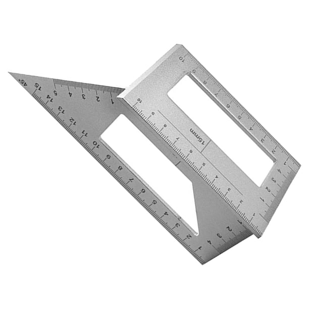 Cuadrado de aleación de aluminio para carpintería Mitre Scriber T Ruler 45/90/135 Grados Regla de ángulo Medidor de transportador de ángulo