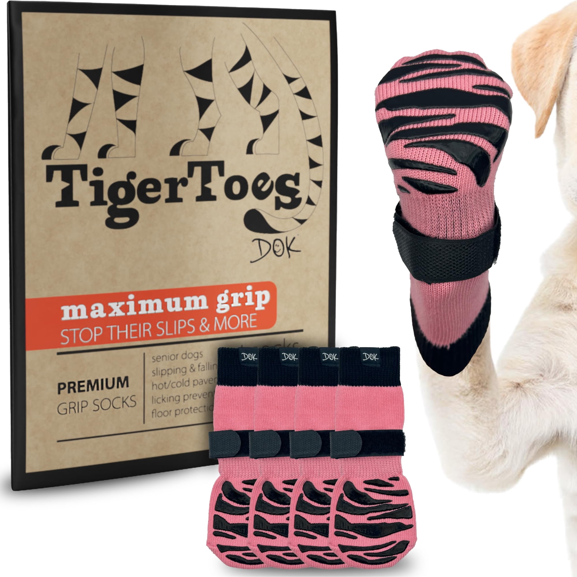 Calcetines Para Perros Dok Tigertoes De Primera Calidad, Antideslizantes, Para Pisos De Madera