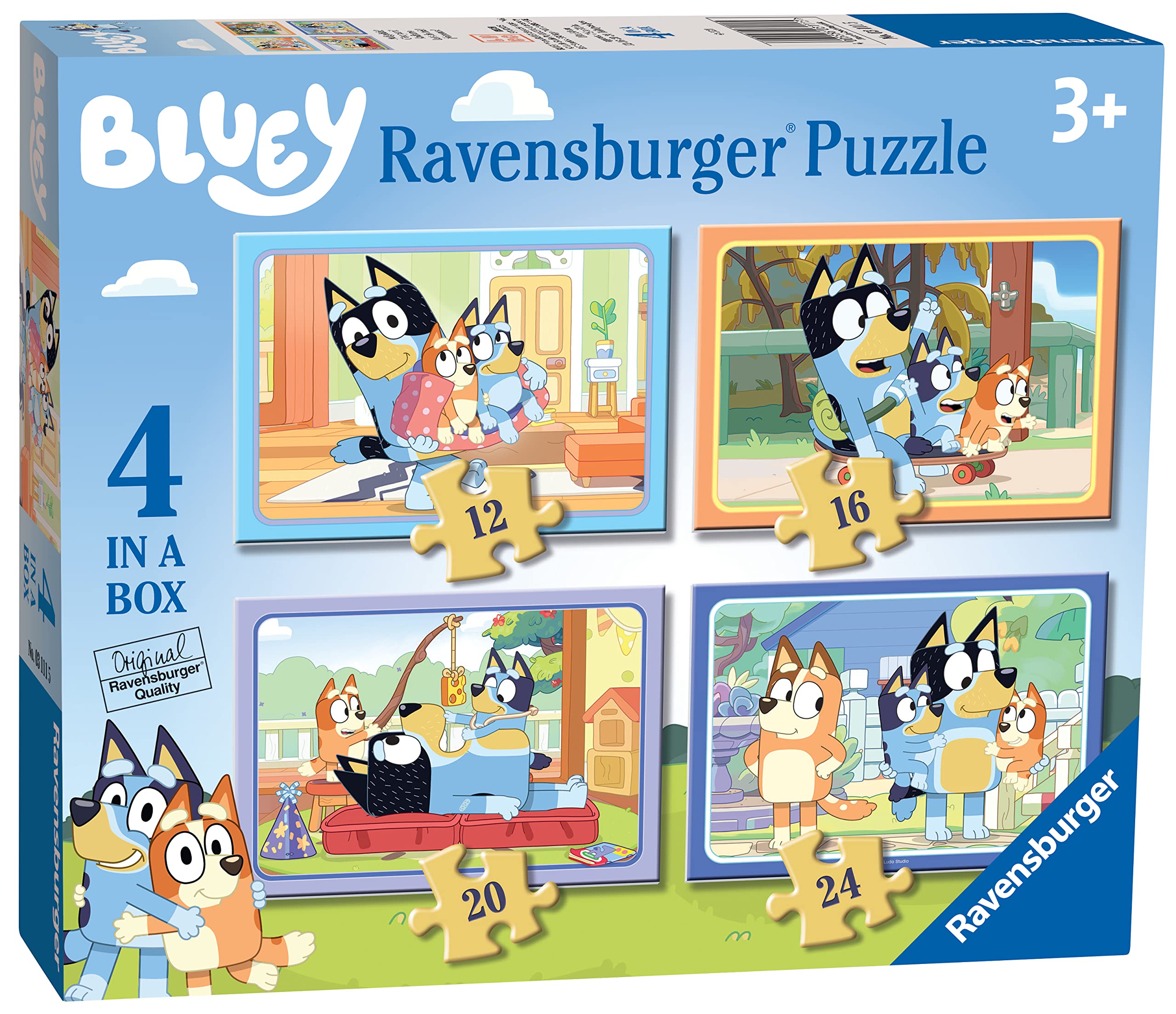 Rompecabezas Ravensburger Bluey 4 En Caja De 12, 16, 20, 24 Piezas