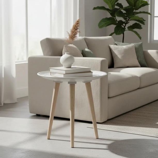 Mesa Lateral Dorada Puntos Mesa De Centro Decoración 40cm gris