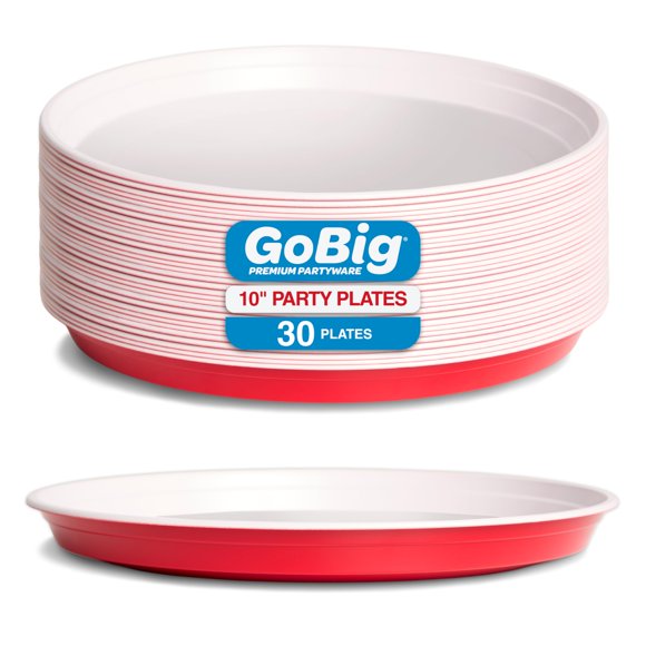 Platos GoBig 25 cm Rojo 30 piezas Alta Resistencia