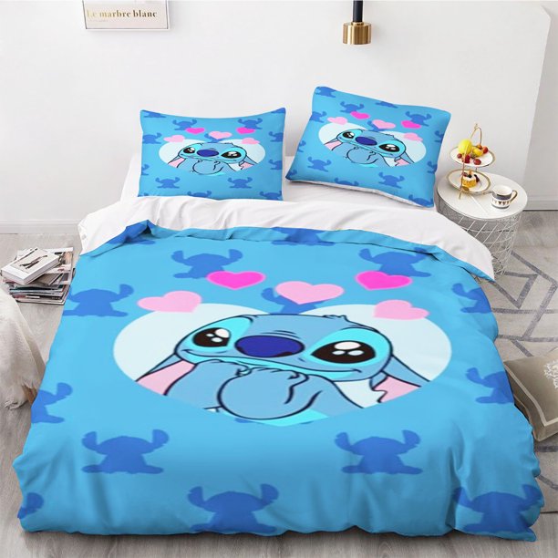 Stitch Duvet Set Bedding King Size Luxury Cover 3-Piece 1 Quilt Children 100% Polyester