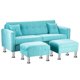 thumbnail image 3 of Sofa New Retro 3 Cuerpos Más 2 Pouf Felpa 12 Turquesa, 3 of 5