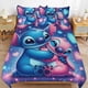 thumbnail image 2 of 3 Pieces Love Stitch And Angel Bedding Comforter Set Full with 2 Pillowcases for Kids Teens Girls Women Microfiber Easy Wash Light Breathable Cozy White Base Bed Sheets, 2 of 5