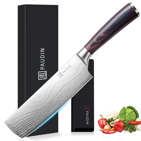 Cuchillo Paudin Nakiri, Cuchilla De Carne Afilada De 7 Pulgadas, Inoxidable
