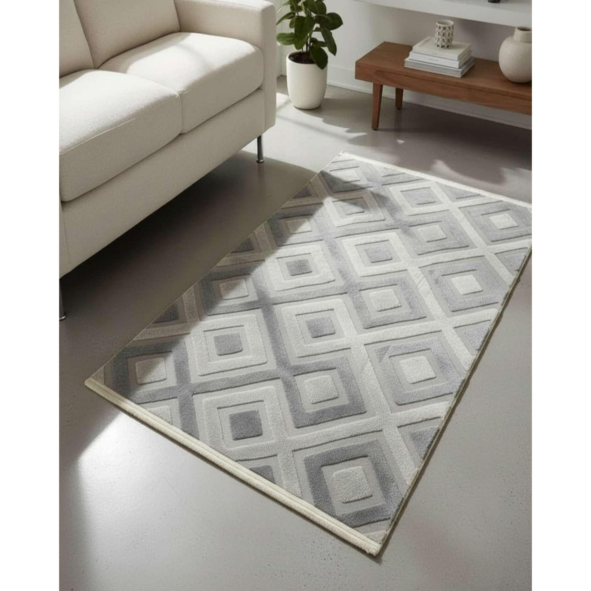 Feiya - Alfombra Con Relieve Diseño Jacquard Antideslizante 180x200 Cm