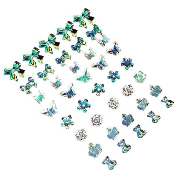 160 piezas de abalorios de uñas 3D , mini mariposa 8 de adorno de lentejuelas para uñas acrílicas DIY decoración manicura accesorios