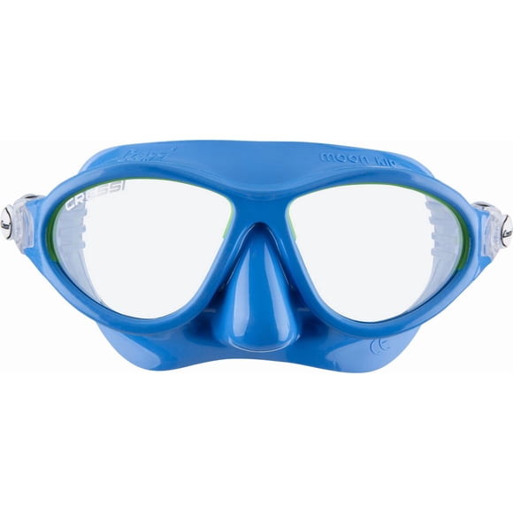 Máscara de natación Cressi Moon para niños de 7 a 15 años, color azul y lima
