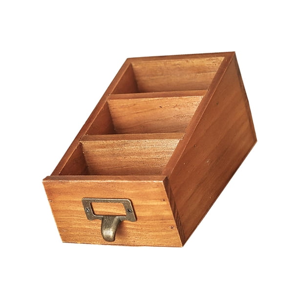 Organizador de escritorio de madera, organizador de maquillaje, caja para presentación de joyería portátil, suministros de oficina, soporte de Control