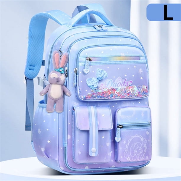 Primary Bow Knot Schoolbag With Rabbit Pendant For Girls Orthopaedics Kids Backpack Kawaii Waterproof School bag Nylon Backpacks