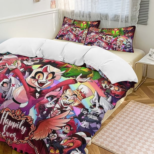 Hazbin Hotel 3-Piece Twin Bed Set - Includes 1 Single Comforter And 2 Pillowcases Bedding - Fade Resistant Microfiber - Hazbin Hotel
