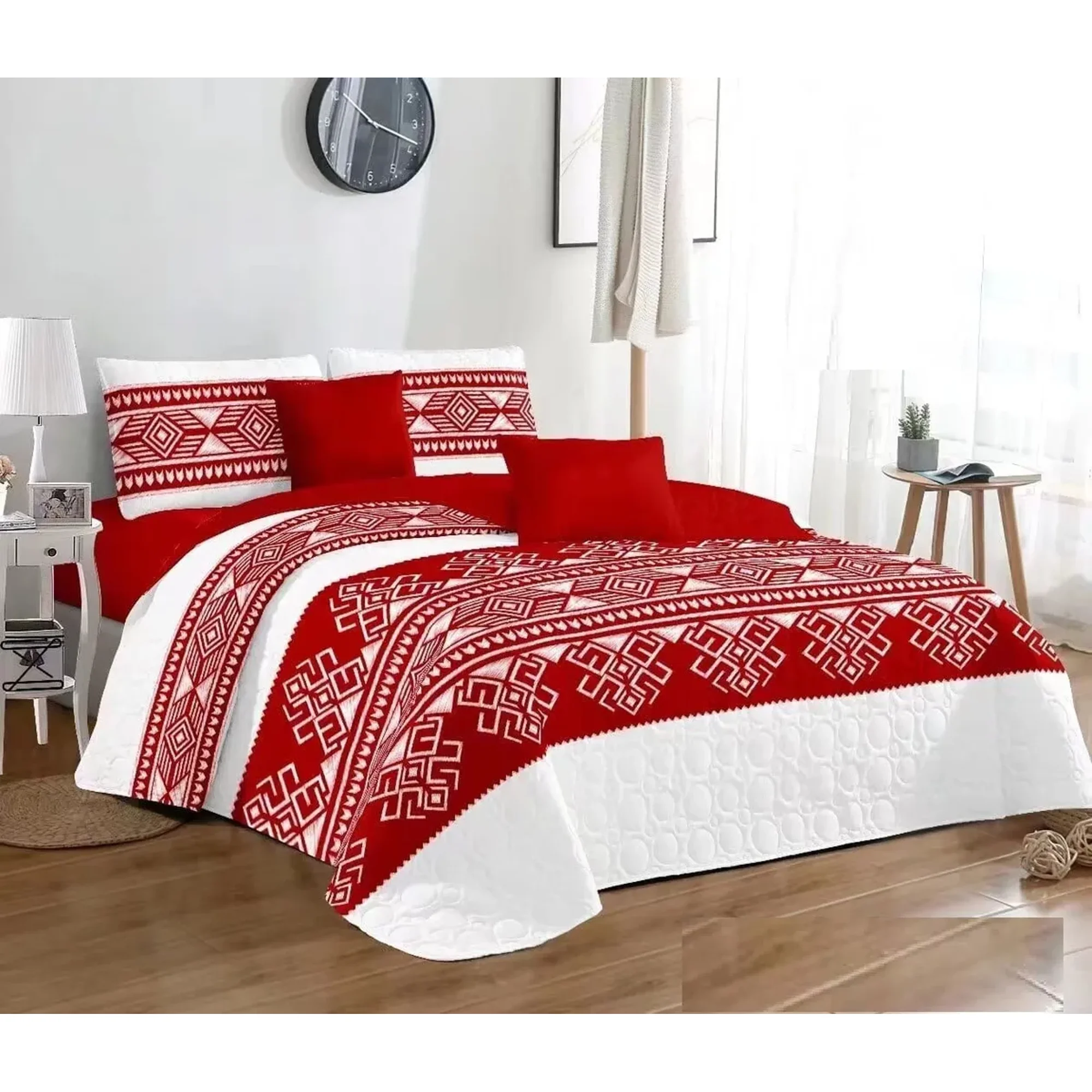 Casadeliacl - Cubrecama Quilt Delgado2 Plaza Diseño Modernos Tf Rojo / Modernos