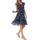 thumbnail image 4 of INSPIRE CHIC Vestido Floral de Mujer con Mangas Volantes Cuello en V Fruncido con Volantes Vestidos Casuales Azul Marino L, 4 of 6