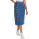thumbnail image 4 of INSPIRE CHIC Falda Midi de Mezclilla para Mujer de Cintura Alta con Botones y Abertura Casual S Azul, 4 of 6