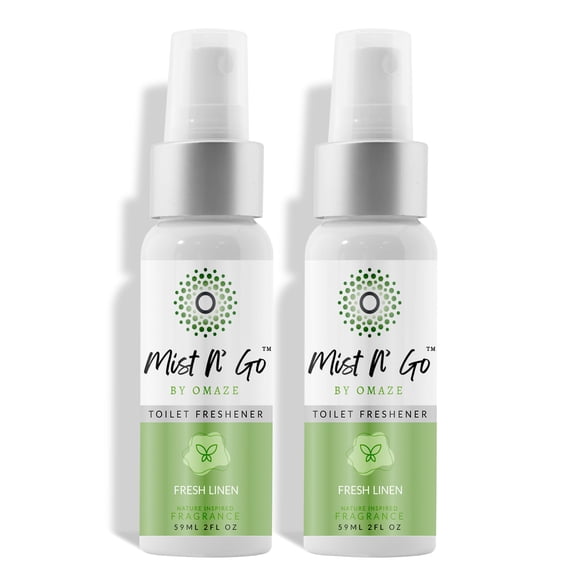 Spray de baño Mist N' Go Fresh, eliminador de olores de lino, 60 ml, 2 unidades