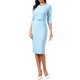 thumbnail image 4 of Vestidos de trabajo INSPIRE CHIC para mujeres, manga 3/4, escote barco, elegante, con cinturón, vestido midi formal S azul, 4 of 6