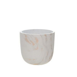 Homeessentials - Macetero De Cemento Blanco/Dorado 14 Cm