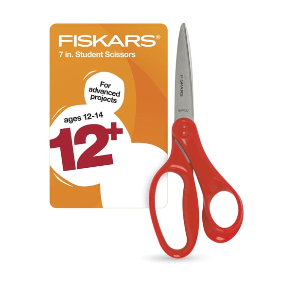 Tijera Fiskars Student 18 cm puntiaguda roja, hoja de 7 cm