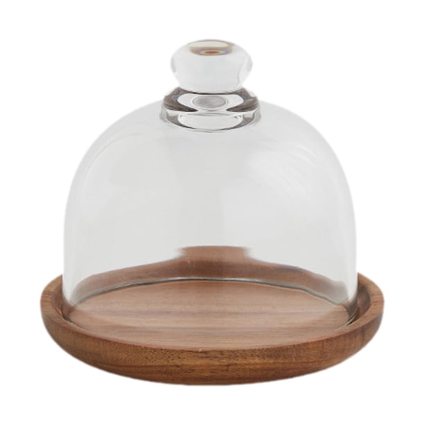 Bandeja Para Pastel De Madera Con Bandeja De Servicio De Cúpula De Vidrio Para La Cocina De La Tienda De Vacaciones 11.8cmx10.5cm