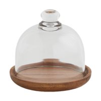Bothyi - Bandeja Para Pastel De Madera Con Bandeja De Servicio De Cúpula De Vidrio Para La Cocina De La Tienda De Vacaciones 11.8Cmx10.5Cm