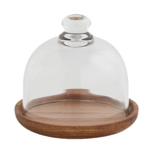Bothyi - Bandeja Para Pastel De Madera Con Bandeja De Servicio De Cúpula De Vidrio Para La Cocina De La Tienda De Vacaciones 11.8Cmx10.5Cm