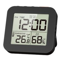 Magideal - Temporizador Digital De Ducha Para Baño, Reloj De Pared De Cocina Con Alarma, Temporizador Impermeable, Termómetro Interior, Higrómetro Para Ducha, Co Negro