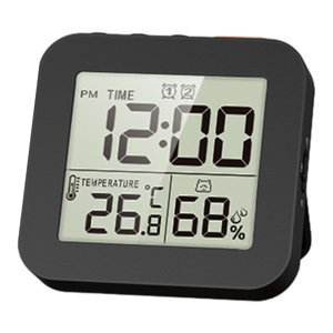 Magideal - Temporizador Digital De Ducha Para Baño, Reloj De Pared De Cocina Con Alarma, Temporizador Impermeable, Termómetro Interior, Higrómetro Para Ducha, Co Negro