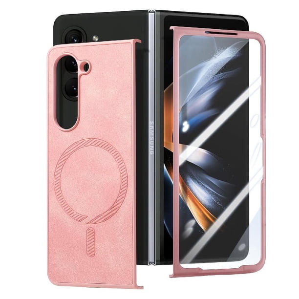 Magnetic Slim Case for Samsung Galaxy Z Fold 6 with Camera Guard & Anti-Scratch Back Pink