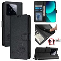 Funda Tipo Cartera Foxdock Para Xiaomi 14 Pro 5G Con Soporte, Ranuras, Rfid, Diseño De Gato