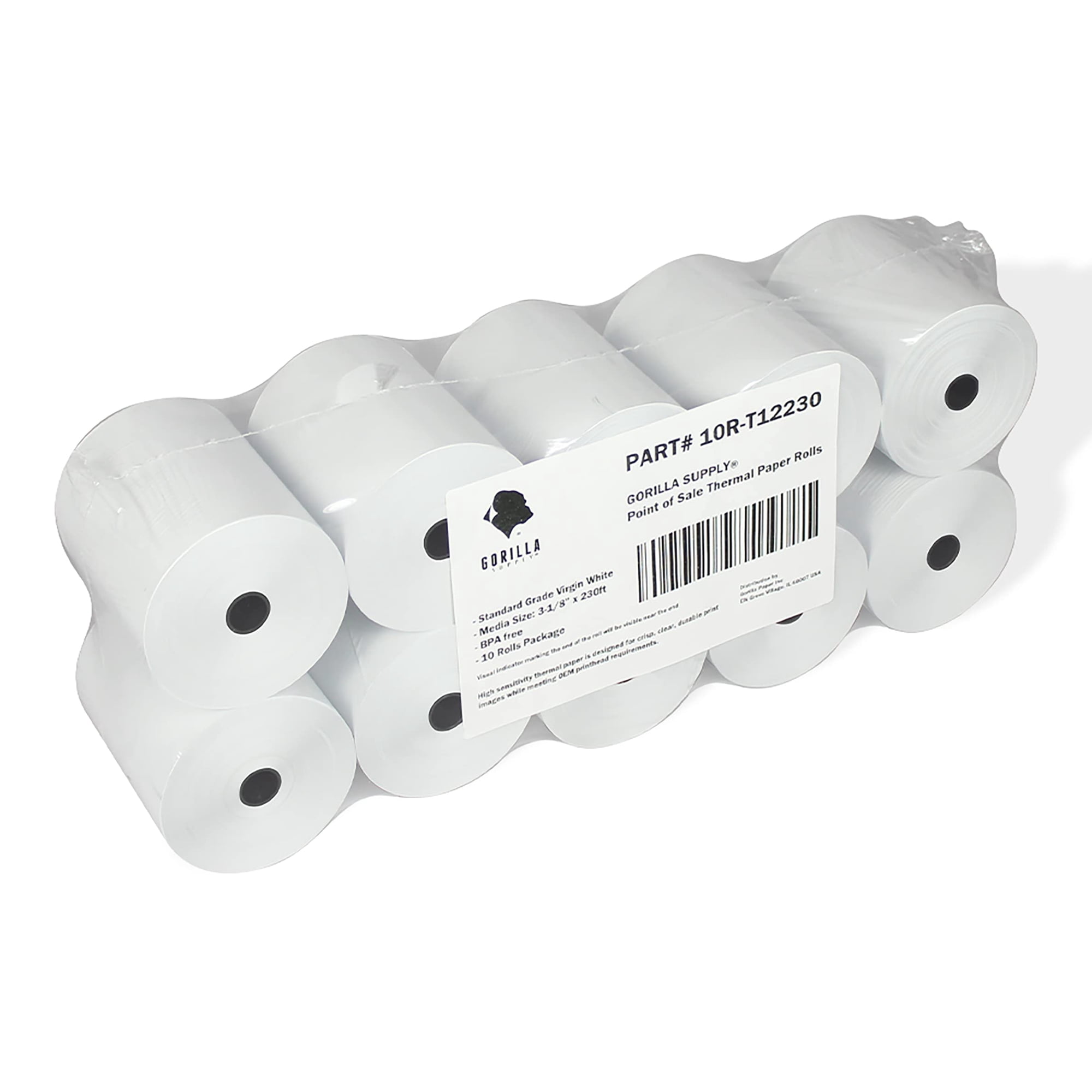 Rollo De Papel Térmico Gorilla Supply, 55 G/m², 80 Mm X 70 M, 10 Rollos
