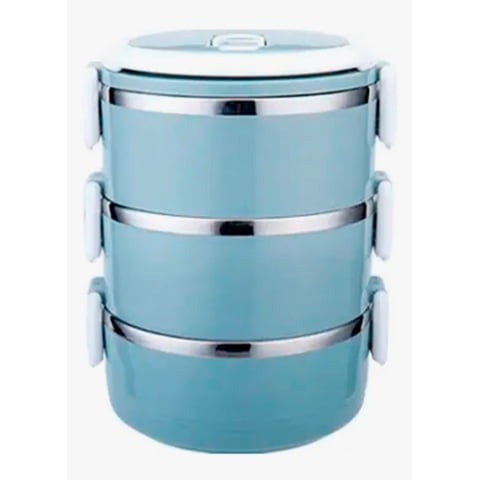 Riqui - Lonchera Térmica Fiambrera 3 Niveles Azul