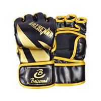 Magideal - Guantes De Mma Medio Karate Guantes De Lucha Saco De Arena Equipo De Protección Adultos Ligeros Taekwondo Envolturas Para Manos Guantes De Boxeo , Negra Aureato Negro